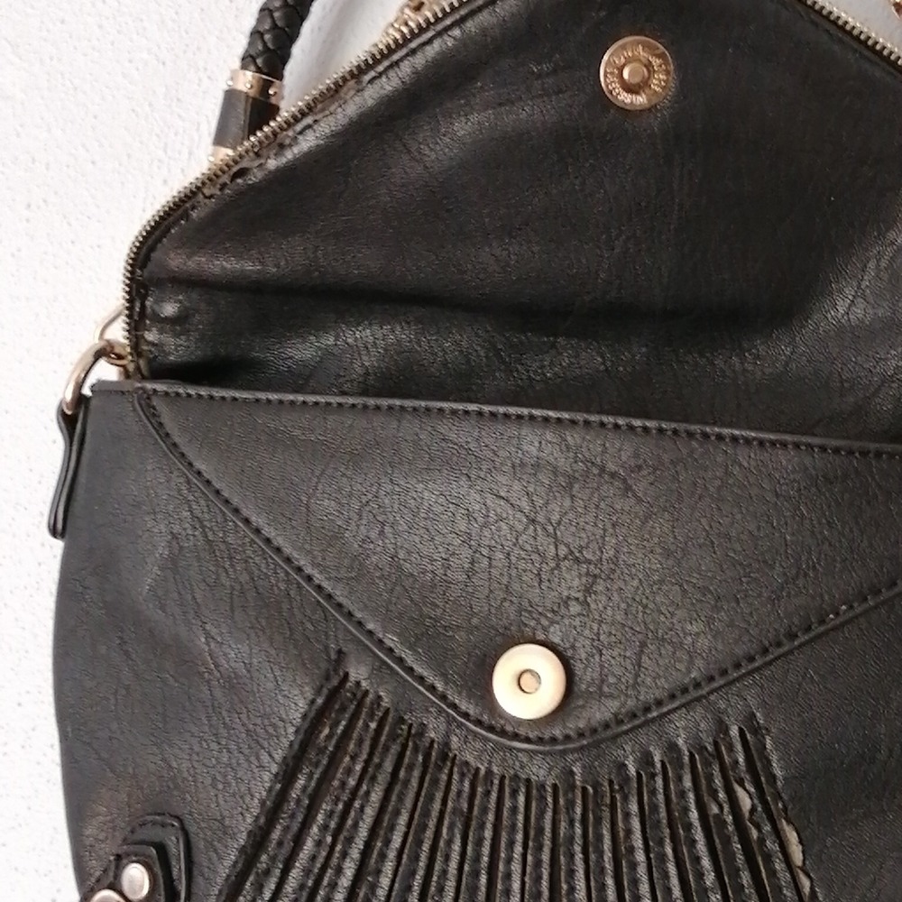 Urban Expressions Purse Womens Black M Handbag  Zip & Snap Close Double Straps - Picture 9 of 13